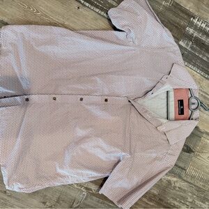 Hart Schaffner Marx Red and White Geometric Short Sleeve Shirt